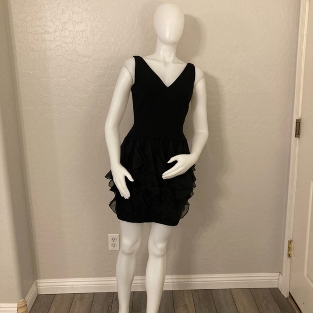 Vintage A.J. Bari Black Sleeveless Silk Blend Cocktail Party Dress Size 6
